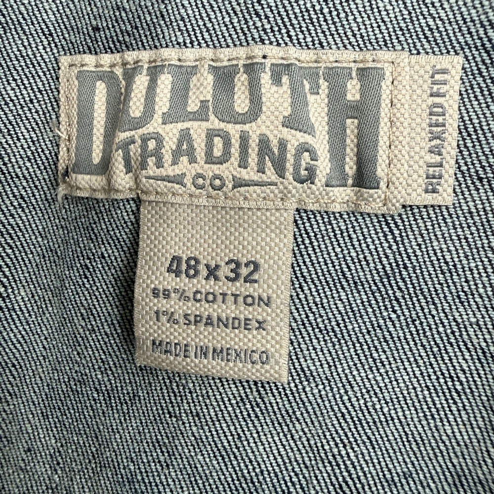 Duluth Trading Co Flex Ballroom Jeans Mens 48x32 Blue Relaxed Fit Workwear - Picture 8 of 9